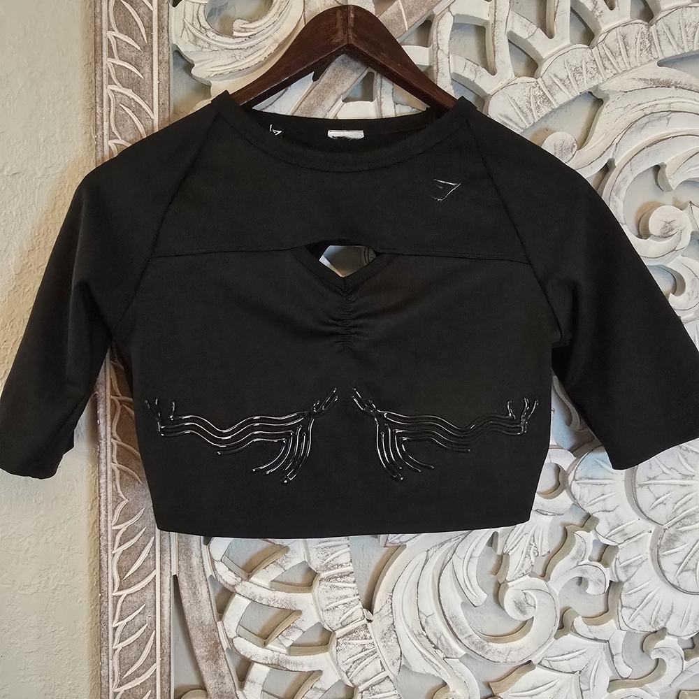 Gymshark Womens Black EXO Ultra Short Sleeve Crop Top Size Small - Picture 3 of 7
